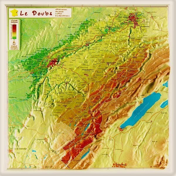 Carte en relief du Doubs 25 - GeoRelief